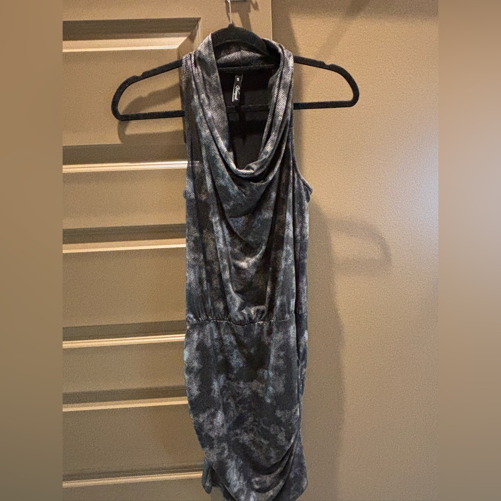 Viereck snake skin cowl neck mini dress